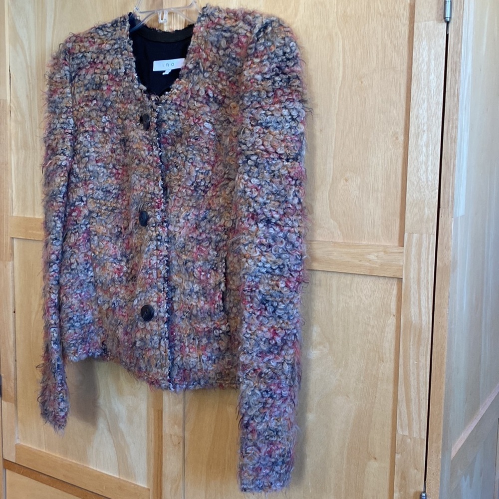 IRO Helga Veste Women's Colorful Soft Boucle Textured Knit Sweater Jacket SZ44 - Picture 5 of 11